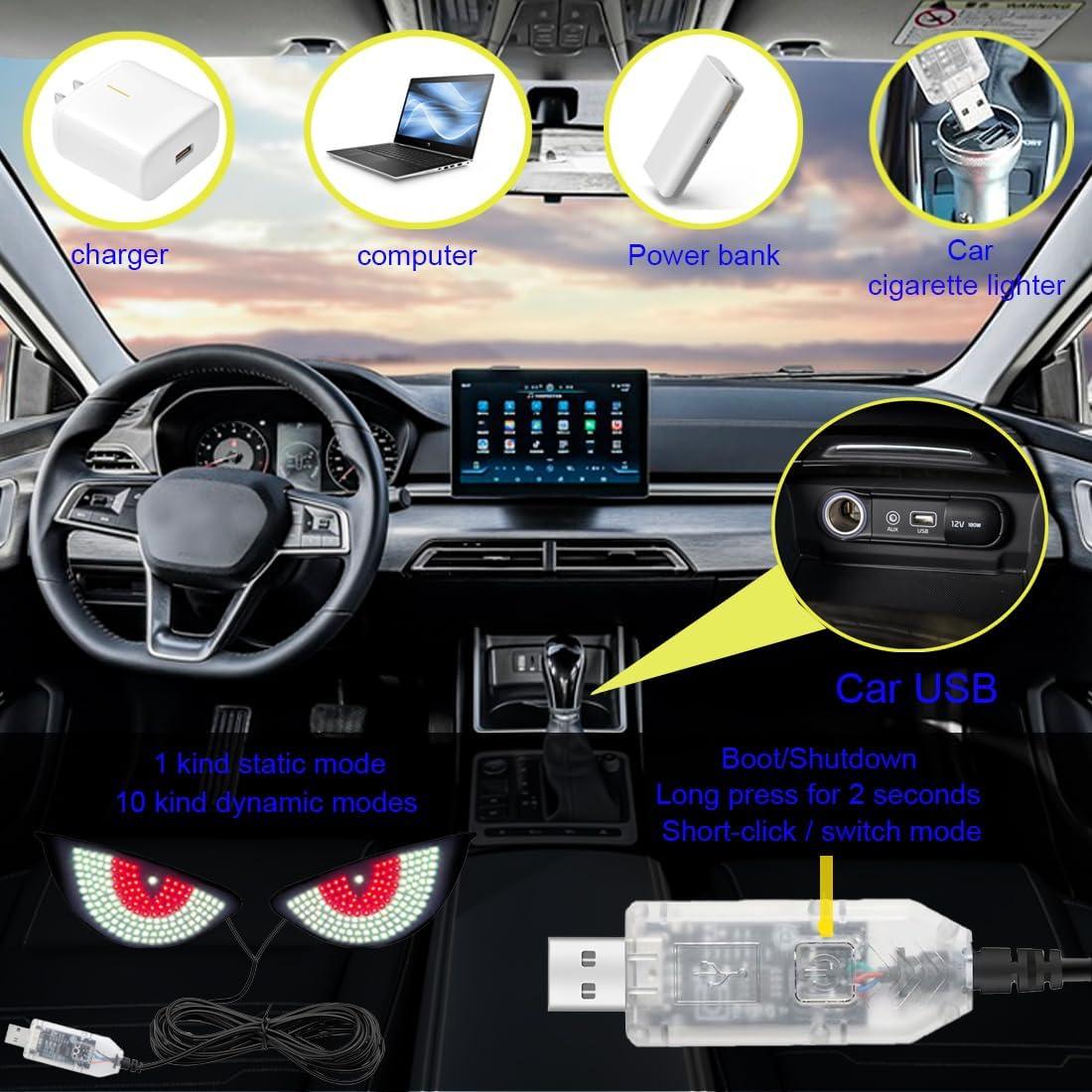 Luces LED Ojos de Diablo Lcxecnw para Coche USB 5V