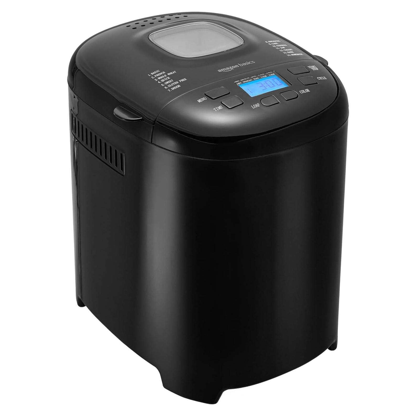 Máquina de Pan Automática Amazon Basics 2 Libras Negra