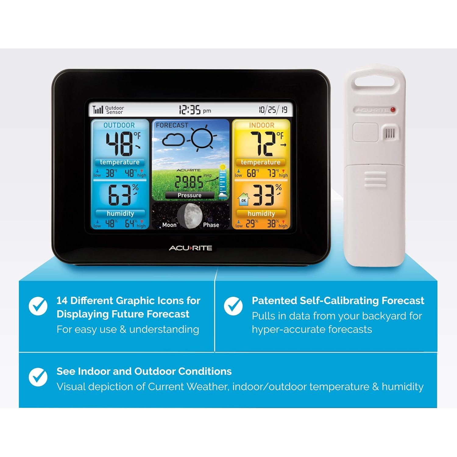 Estación Meteorológica Inalámbrica AcuRite 02077 con Pantalla Color