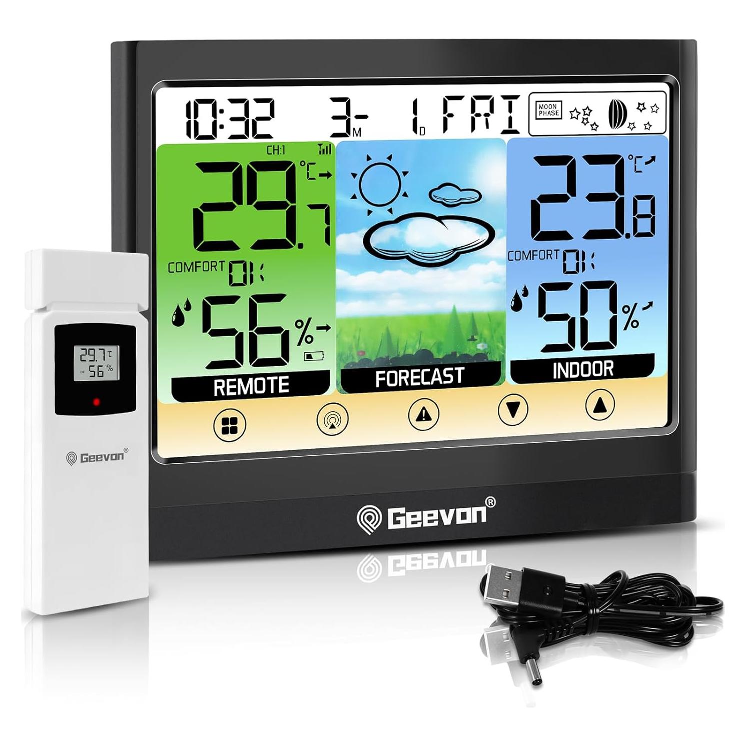 Estación Meteorológica Inalámbrica Geevon con Pantalla Táctil LCD