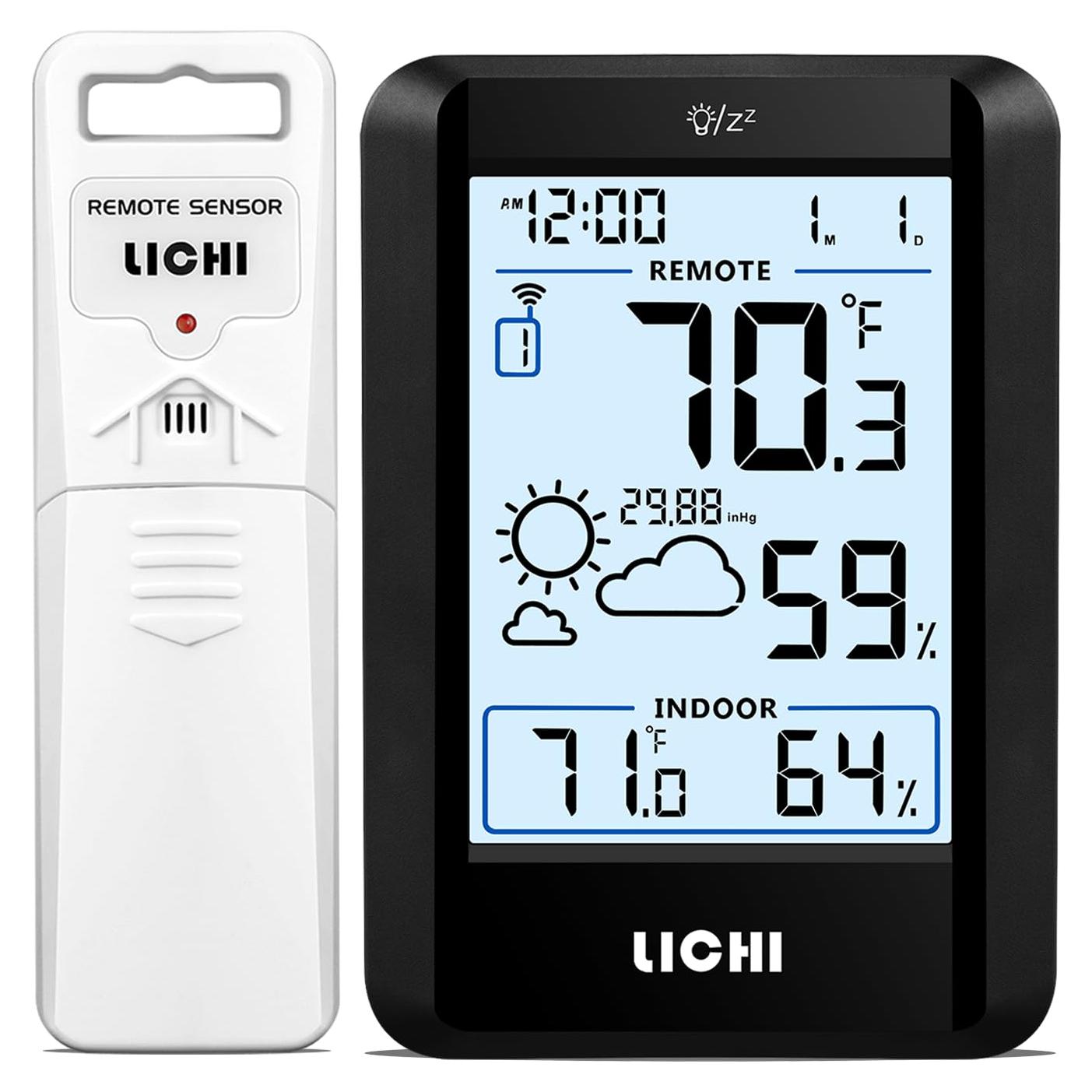 Termómetro Inalámbrico Interior Exterior Lichi LC803 4" Pantalla