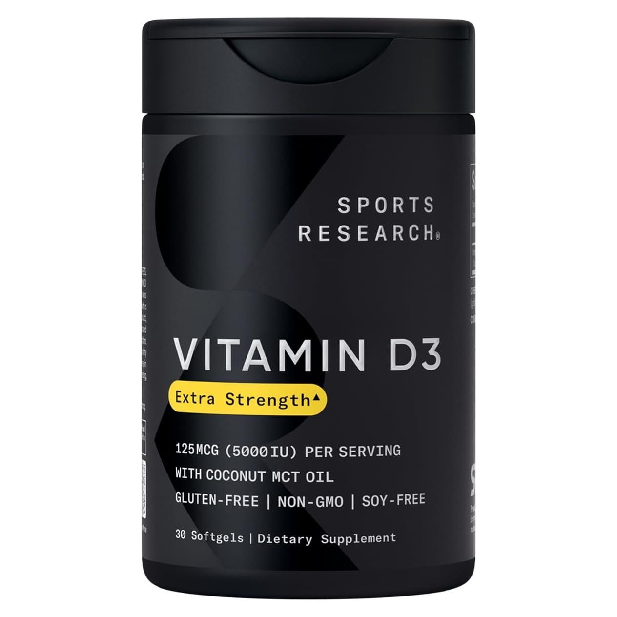Vitamina D3 5000 UI Investigación Deportiva con Aceite MCT - 30 Cápsulas
