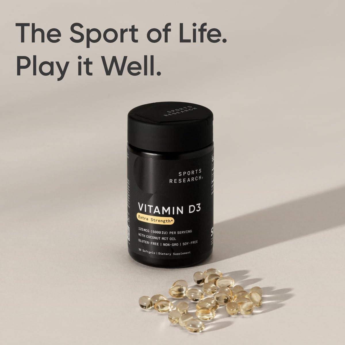 Vitamina D3 5000 UI Investigación Deportiva con Aceite MCT - 30 Cápsulas