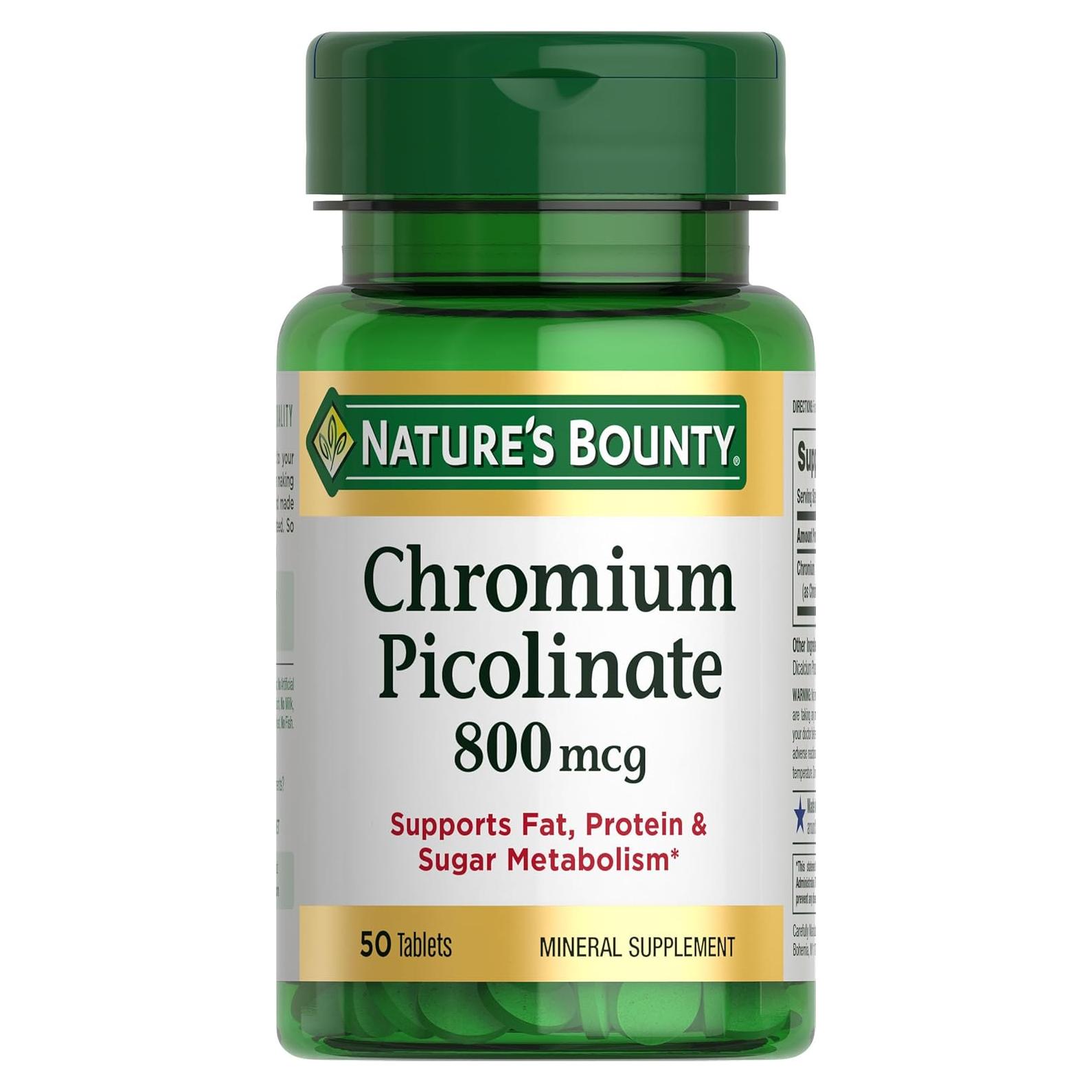 Cromo Picolinato Nature's Bounty 800 mcg, 50 Tabletas