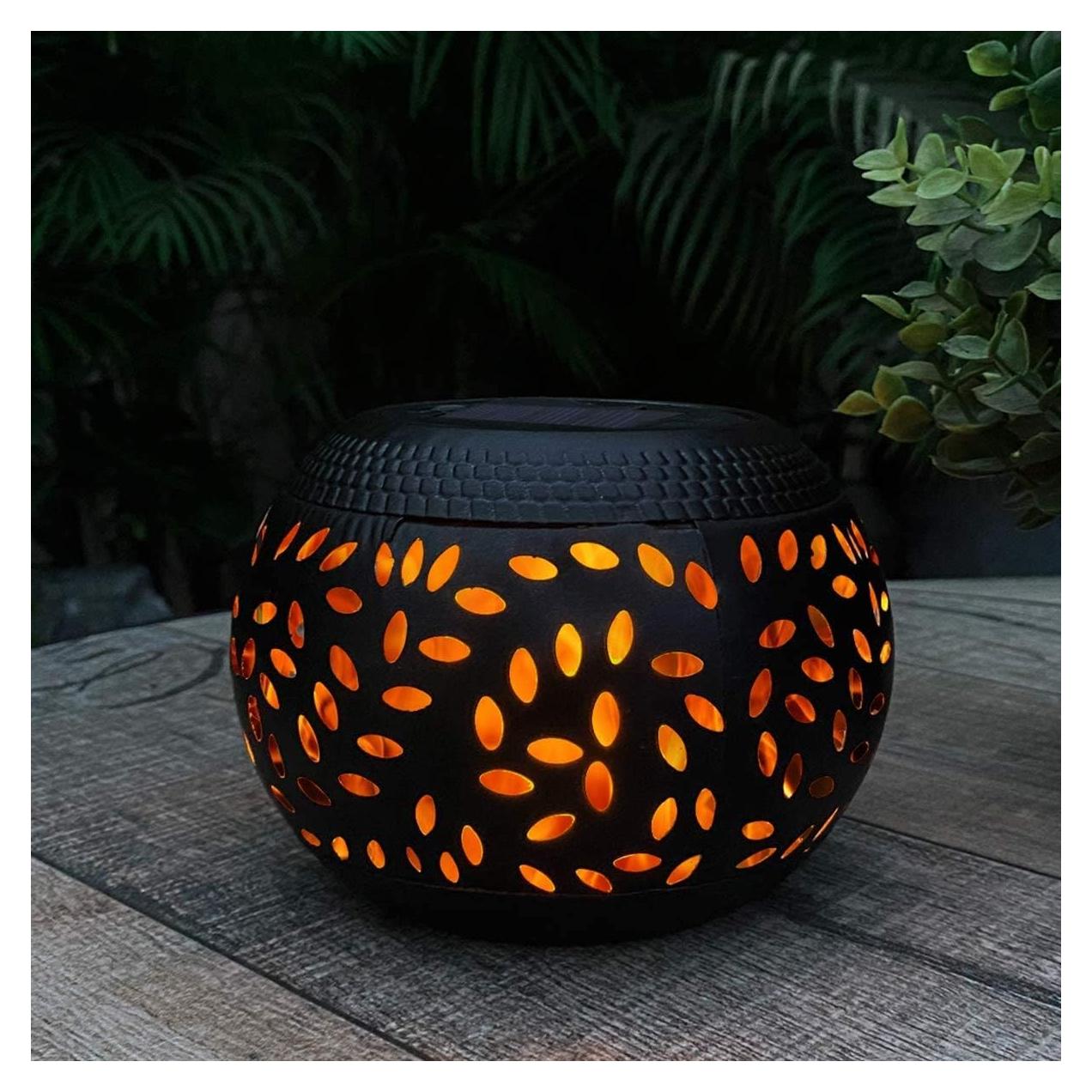 Luz de Mesa Solar Pearlstar Negra - Lámpara de Llama Parpadeante