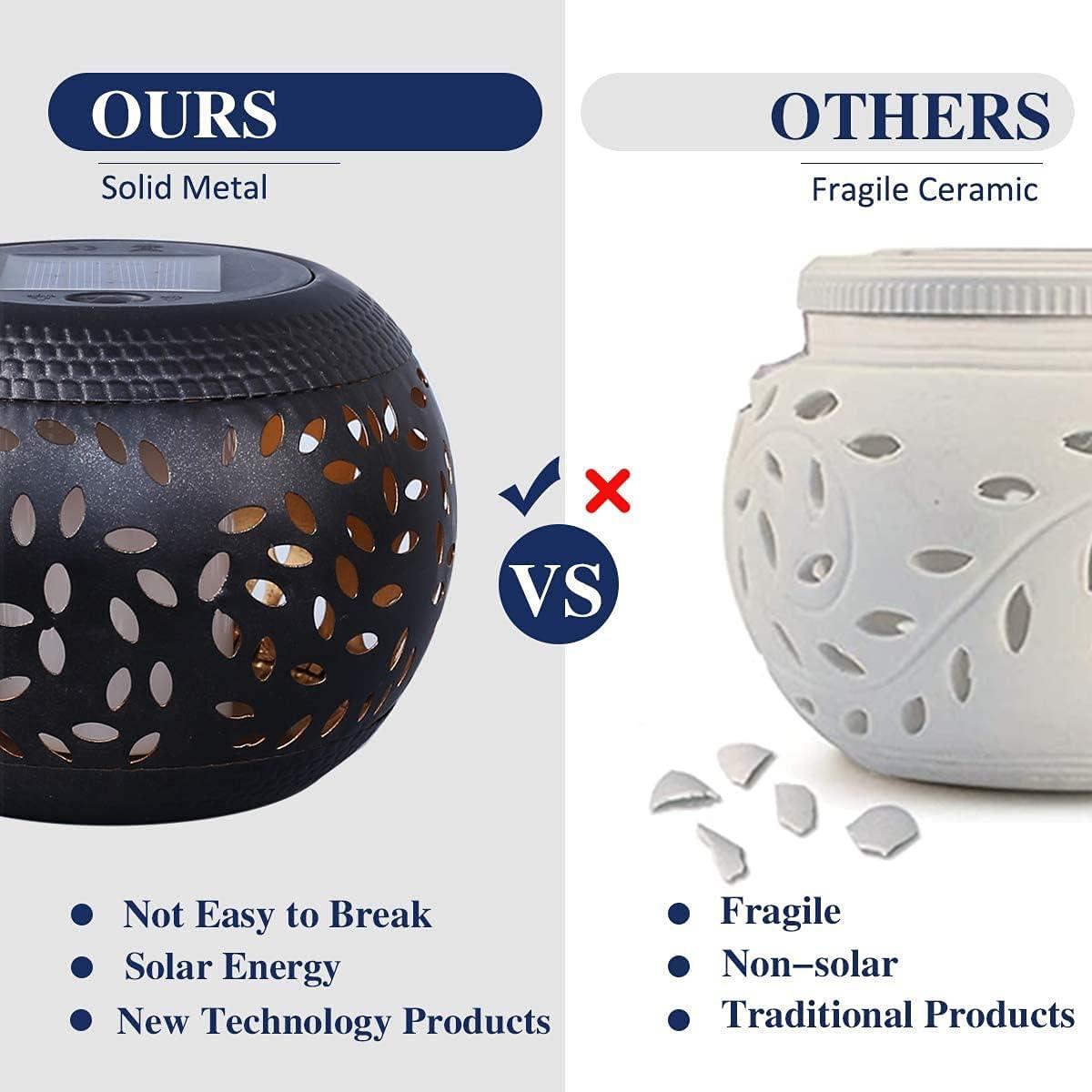 Luz de Mesa Solar Pearlstar Negra - Lámpara de Llama Parpadeante