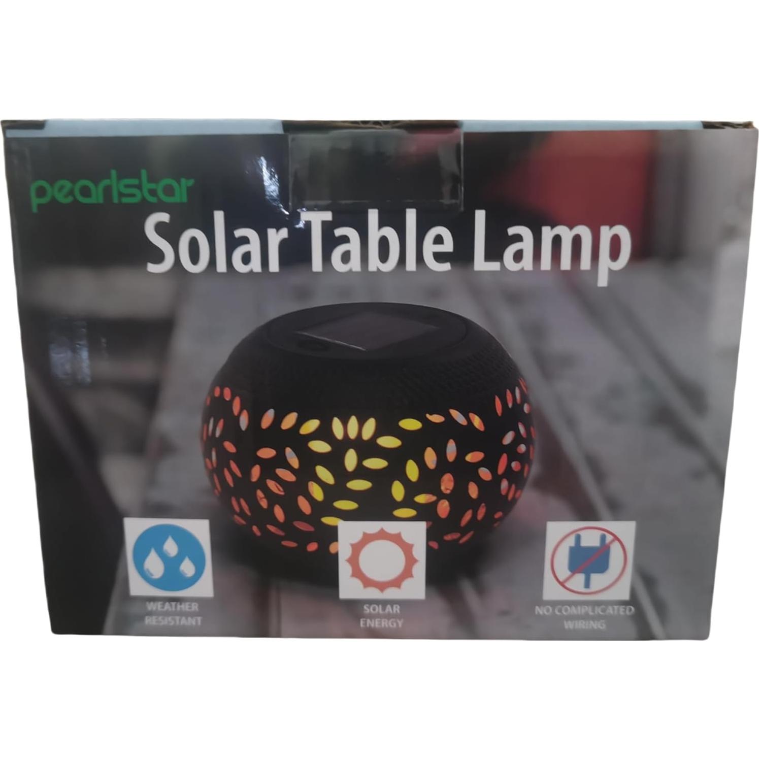 Luz de Mesa Solar Pearlstar Negra - Lámpara de Llama Parpadeante