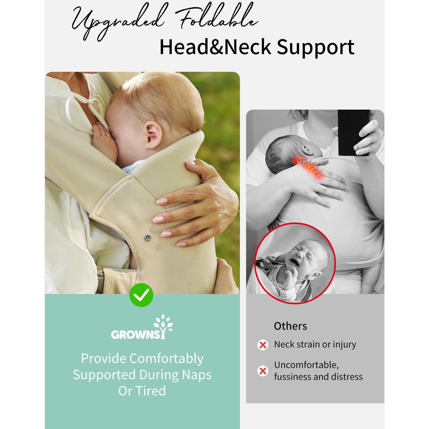 Portabebés GROWNSY Ergonómico Crema para Recién Nacidos