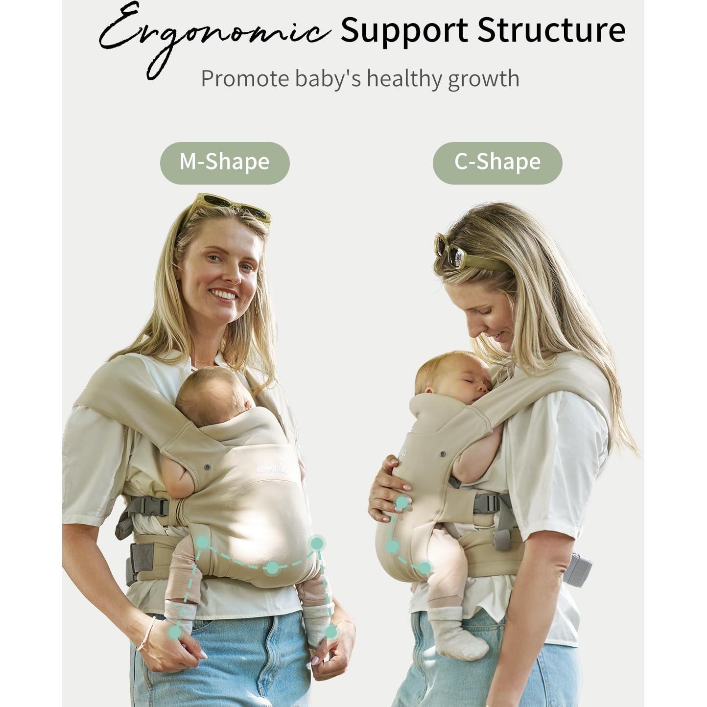 Portabebés GROWNSY Ergonómico Crema para Recién Nacidos