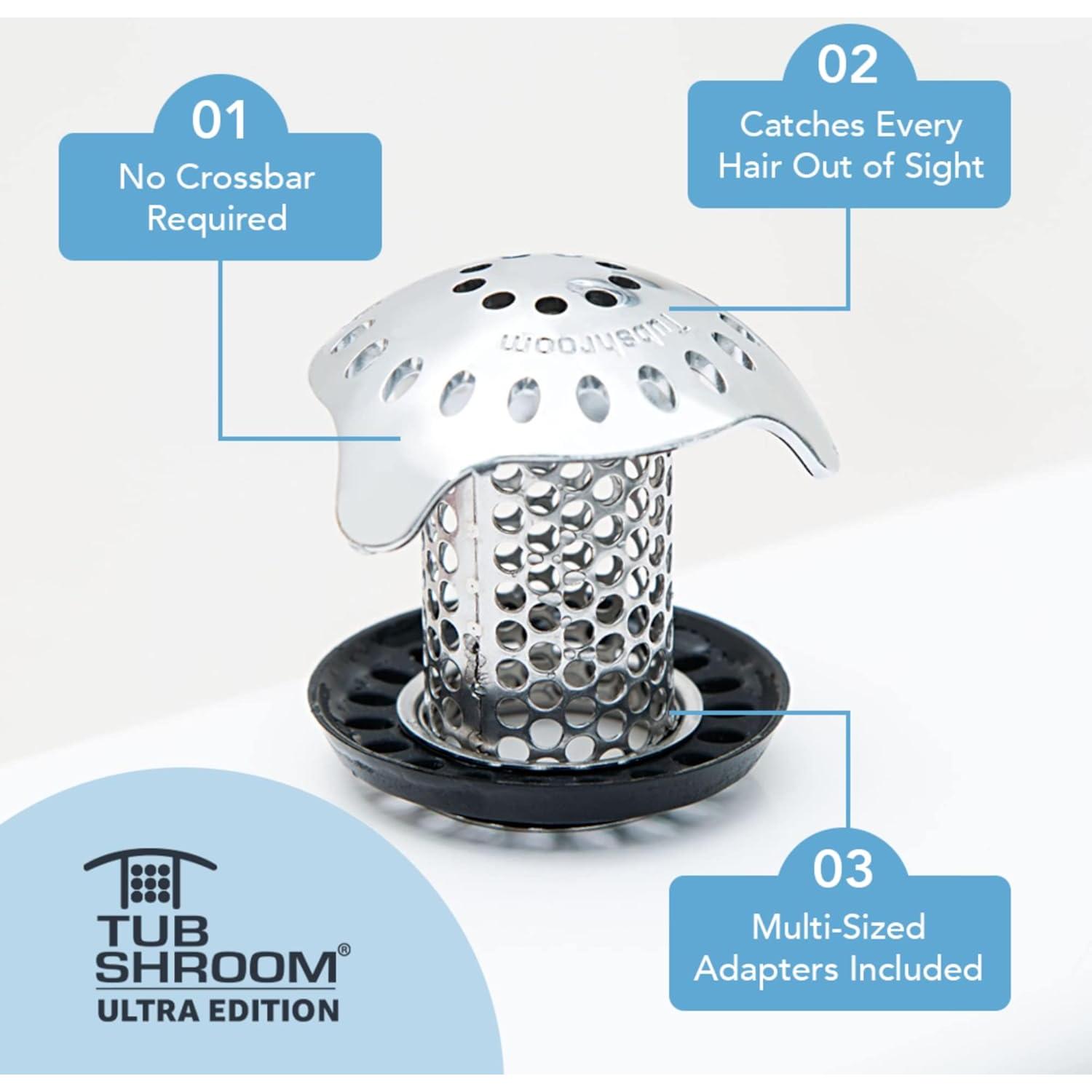 TubShroom Ultra Colador Drenaje Baño Acero Inoxidable Plata