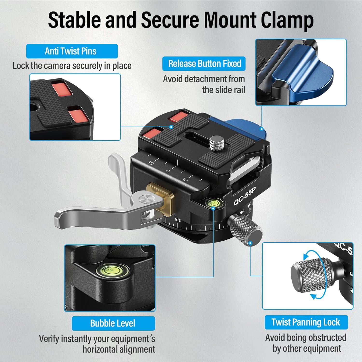 Placa de Liberación Rápida SIRUI QC-55P con Cabezal 360°