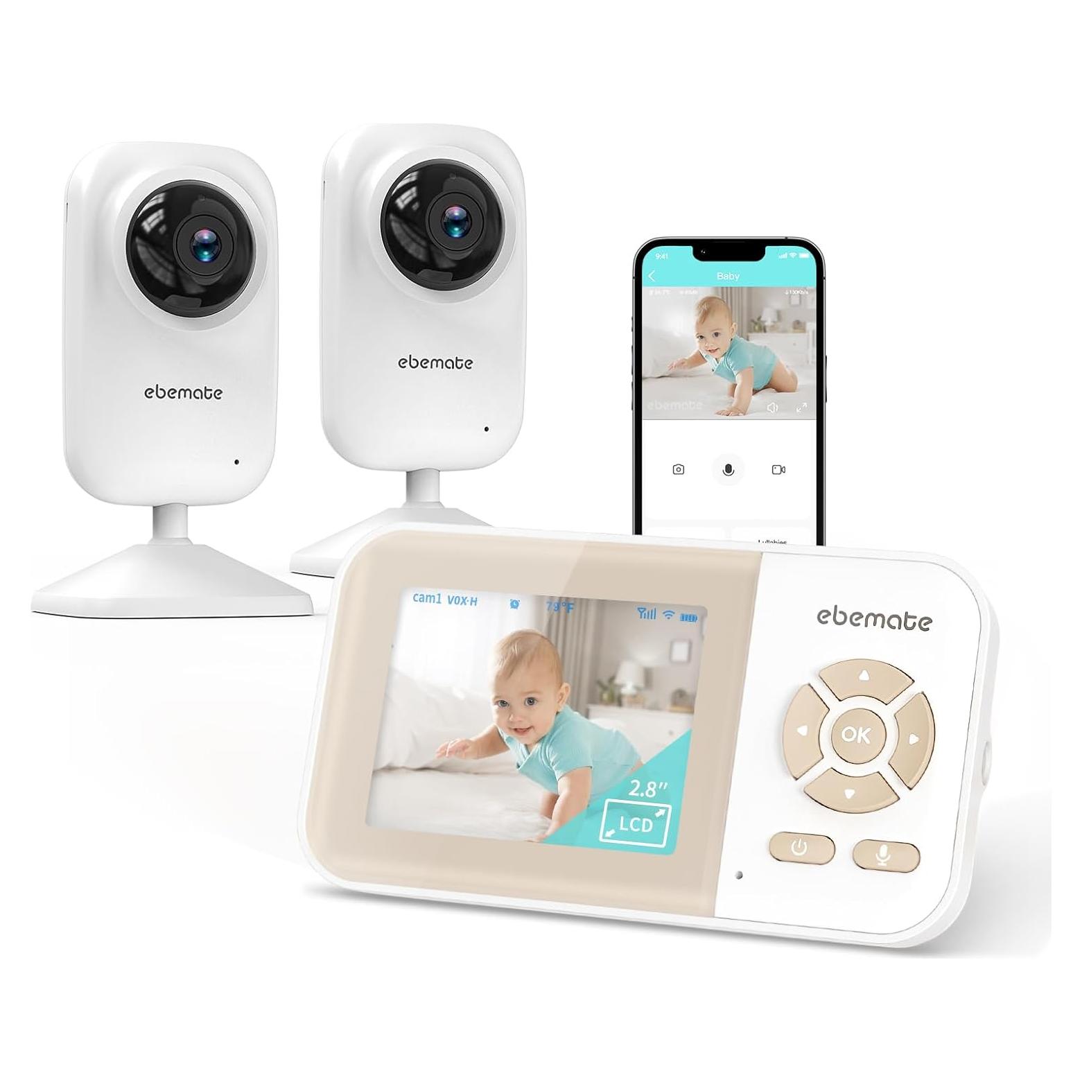 Monitor de Bebé Ebemate con 2 Cámaras y Pantalla LCD 2.8"