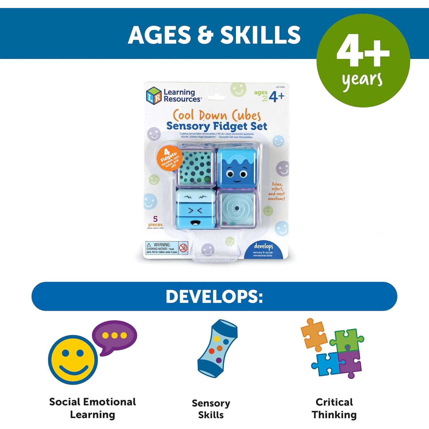 Juego de Cubos de Enfriamiento Learning Resources - 5 Piezas, Juguetes Sensoriales para Niños 3+
