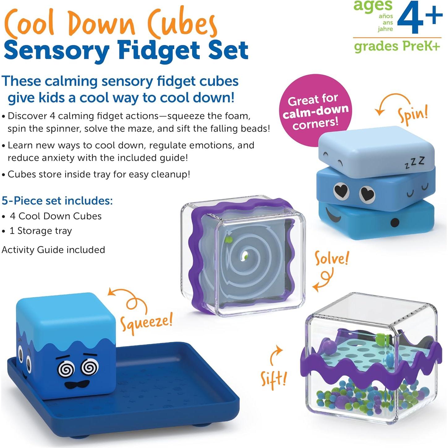 Juego de Cubos de Enfriamiento Learning Resources - 5 Piezas, Juguetes Sensoriales para Niños 3+