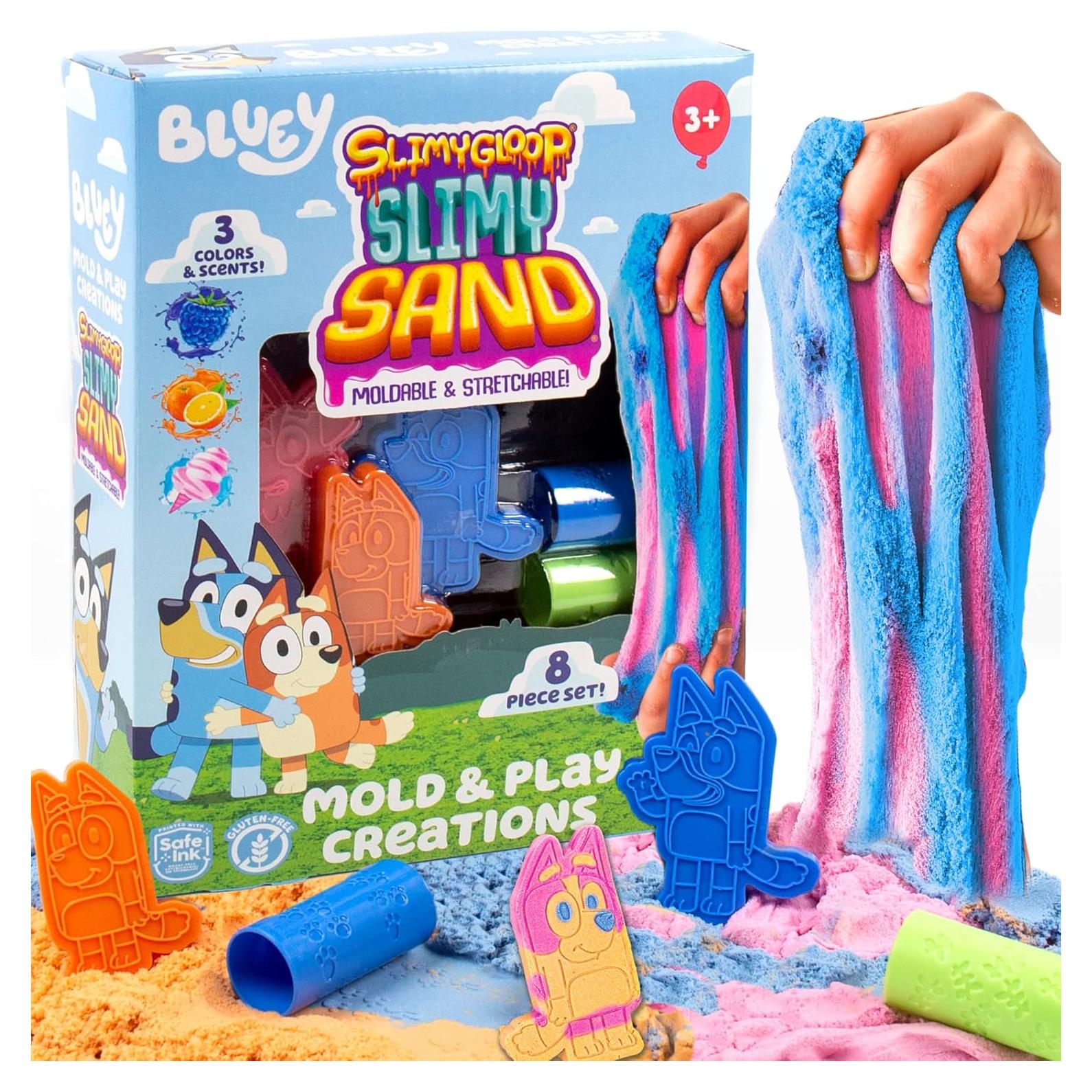 Arena Slimy Bluey 425g Aromatizada - Juego Sensorial 8 Piezas