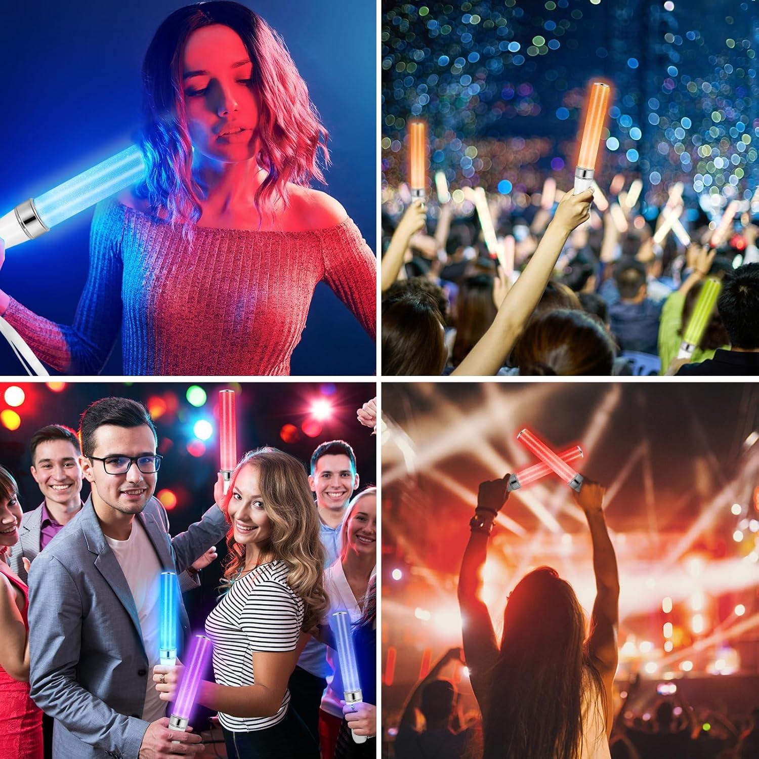 Palos de Luz LED Reutilizables BINWO 2 Piezas 15 Colores