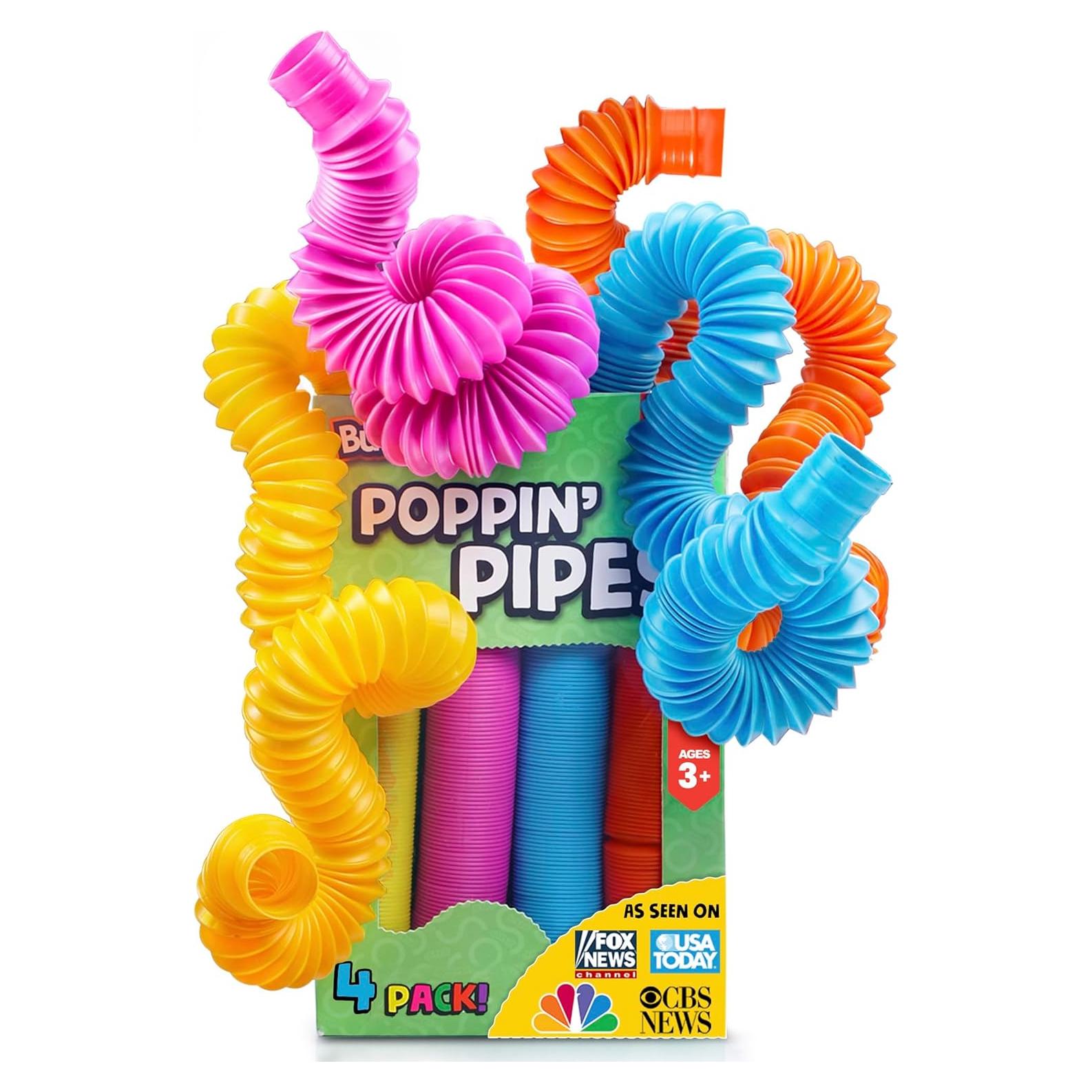 BUNMO Tubos Pop Grandes - Juguetes Sensoriales 4 Piezas 3+