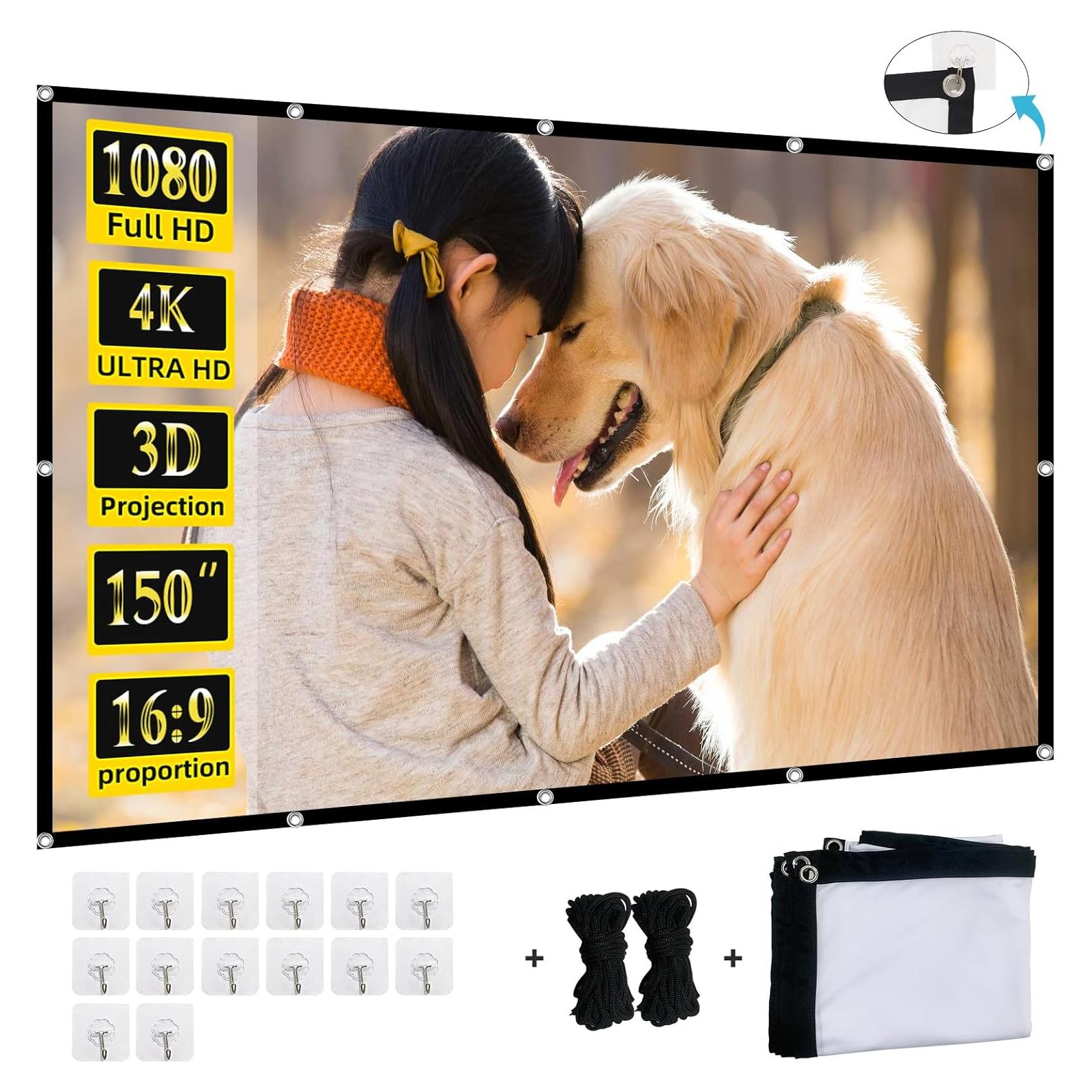 Pantalla de proyector XINLEMY 150" 4K HD Plegable Doble Cara