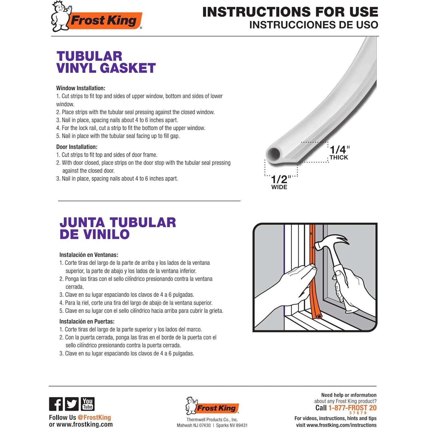 Junta Tubular de Vinilo Frost King V18BH 0.127m x 0.064m x 5.182m Marrón