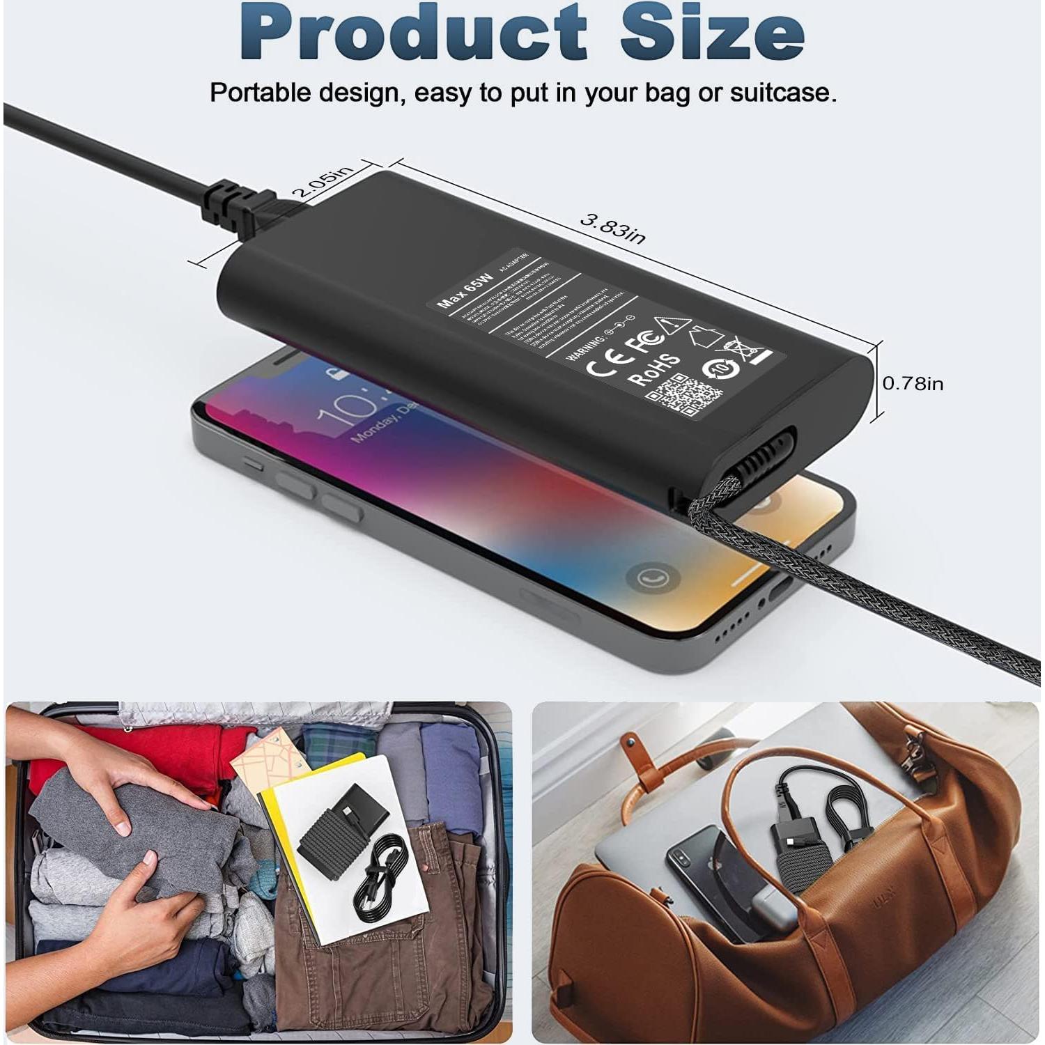 Cargador HP Slim 65W USB-C para Laptop Envy, Spectre, Elite