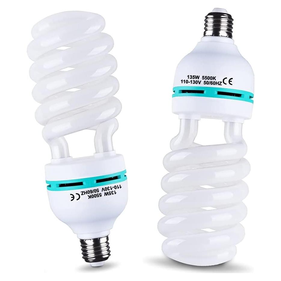 Kit de Iluminación 2 Bombillas CFL 135W 5500K E27 para Fotografía