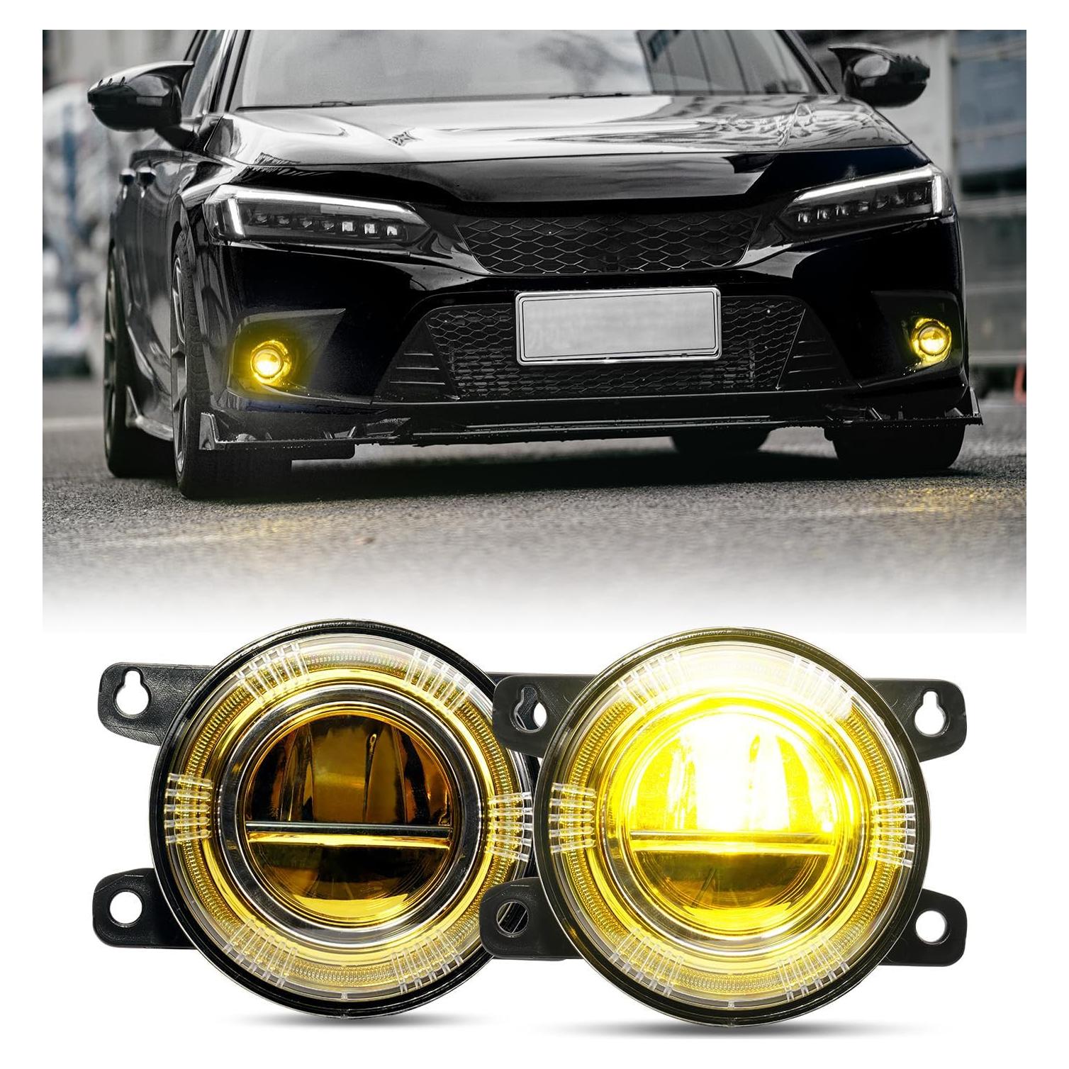 Luces Antiniebla LED Xprite Amarillo para Honda Civic 2016-2025
