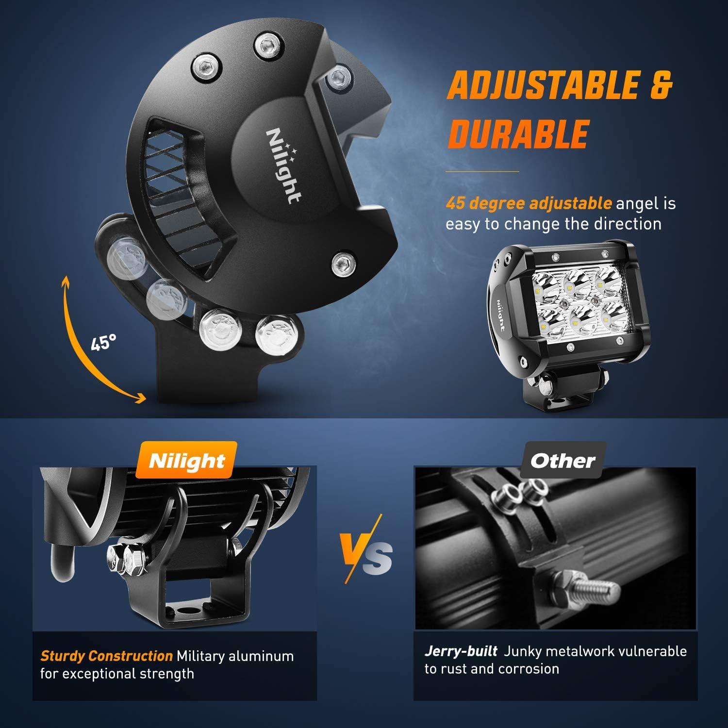 Barra de Luz LED Nilight ZH003 126W + 4 Pods 18W Off-Road