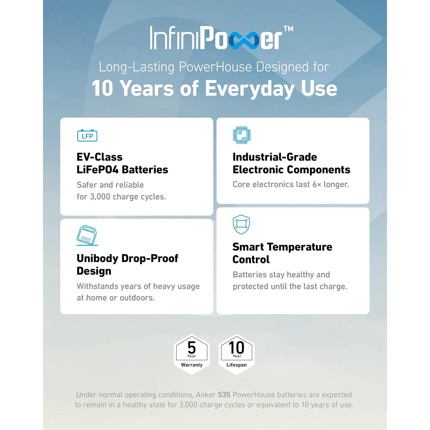 Estación de Energía Portátil Anker 535, 512Wh, 500W, 9 Puertos