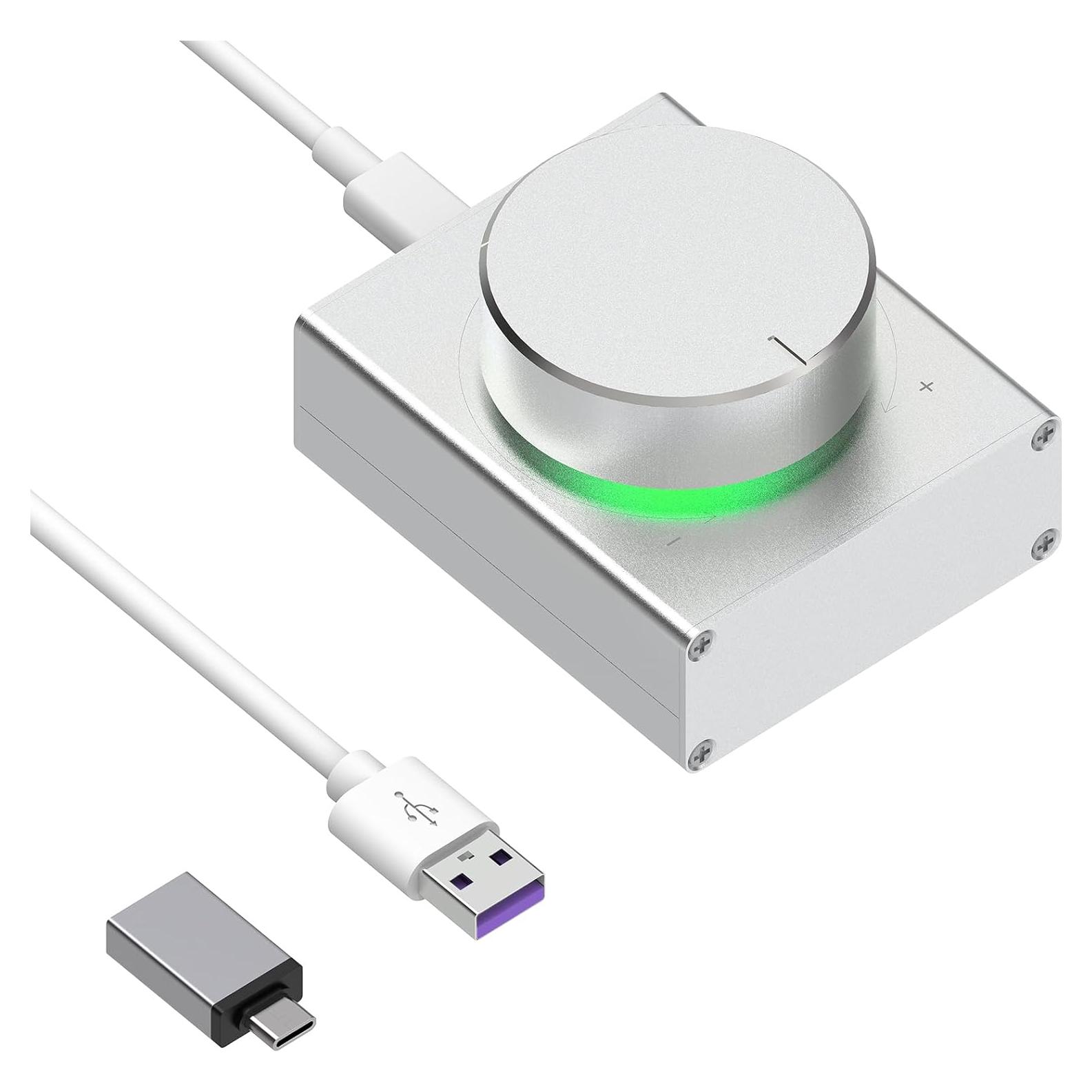 Perilla de Volumen Geekria Plata con Control Remoto USB-C