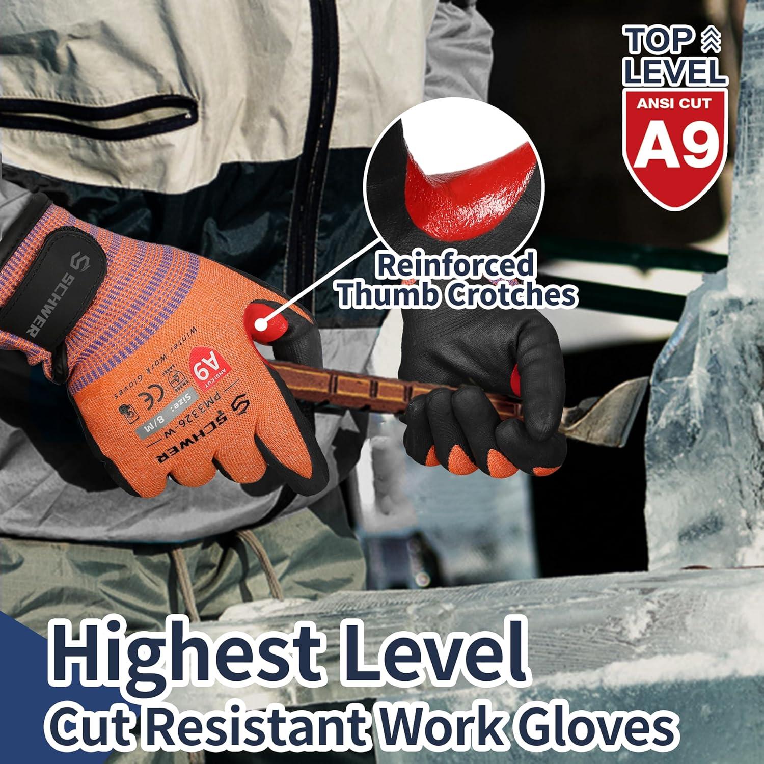 Guantes de Trabajo Schwer PM3326-W Invierno Aislados 2 Pares