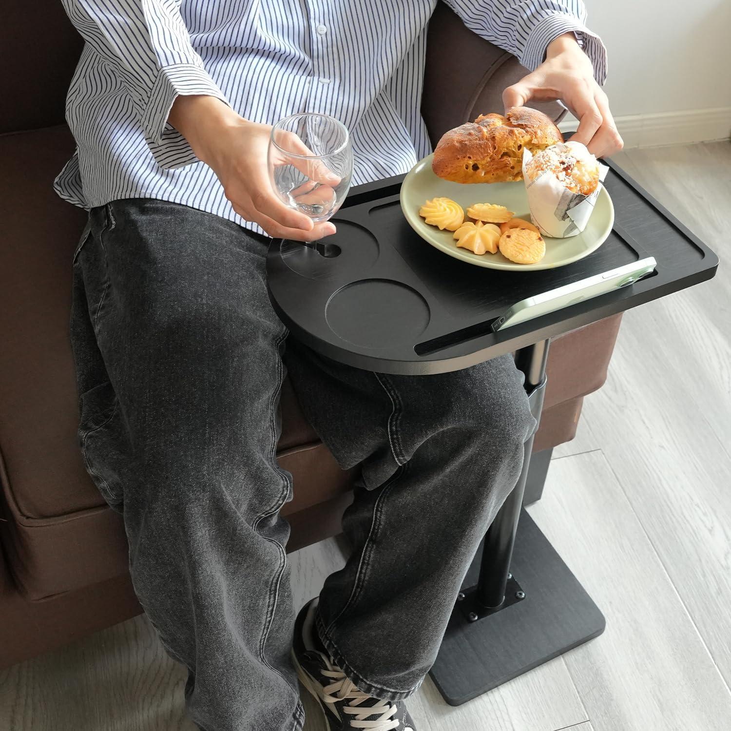 Mesa lateral ajustable YUHFERA en forma de C - Negro