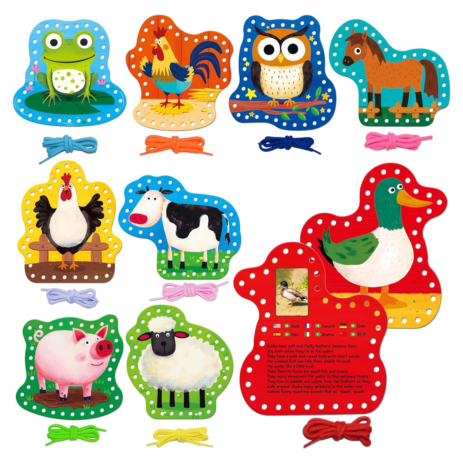 Juego de Tarjetas de Enhebrado SpriteGru 9 Piezas Animales