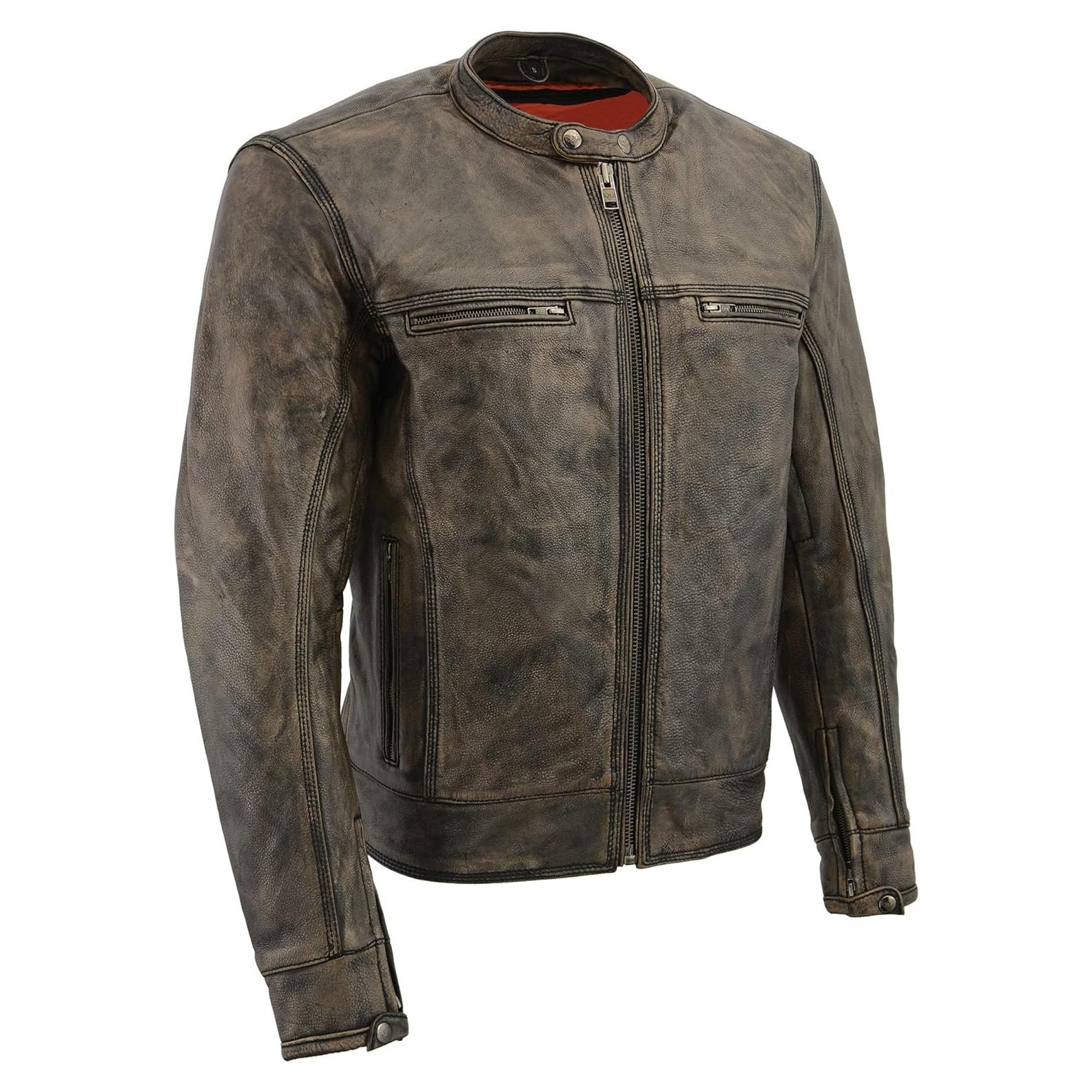 Chaqueta de motocicleta cuero Milwaukee SD1550 5X Grande Marrón