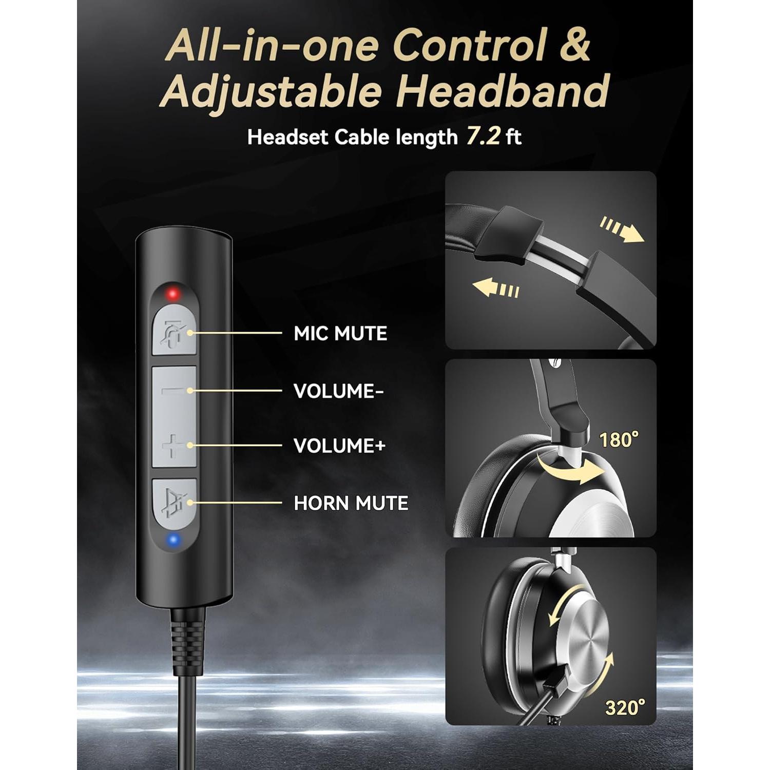 Auriculares Voistek USB con micrófono y cancelación de ruido