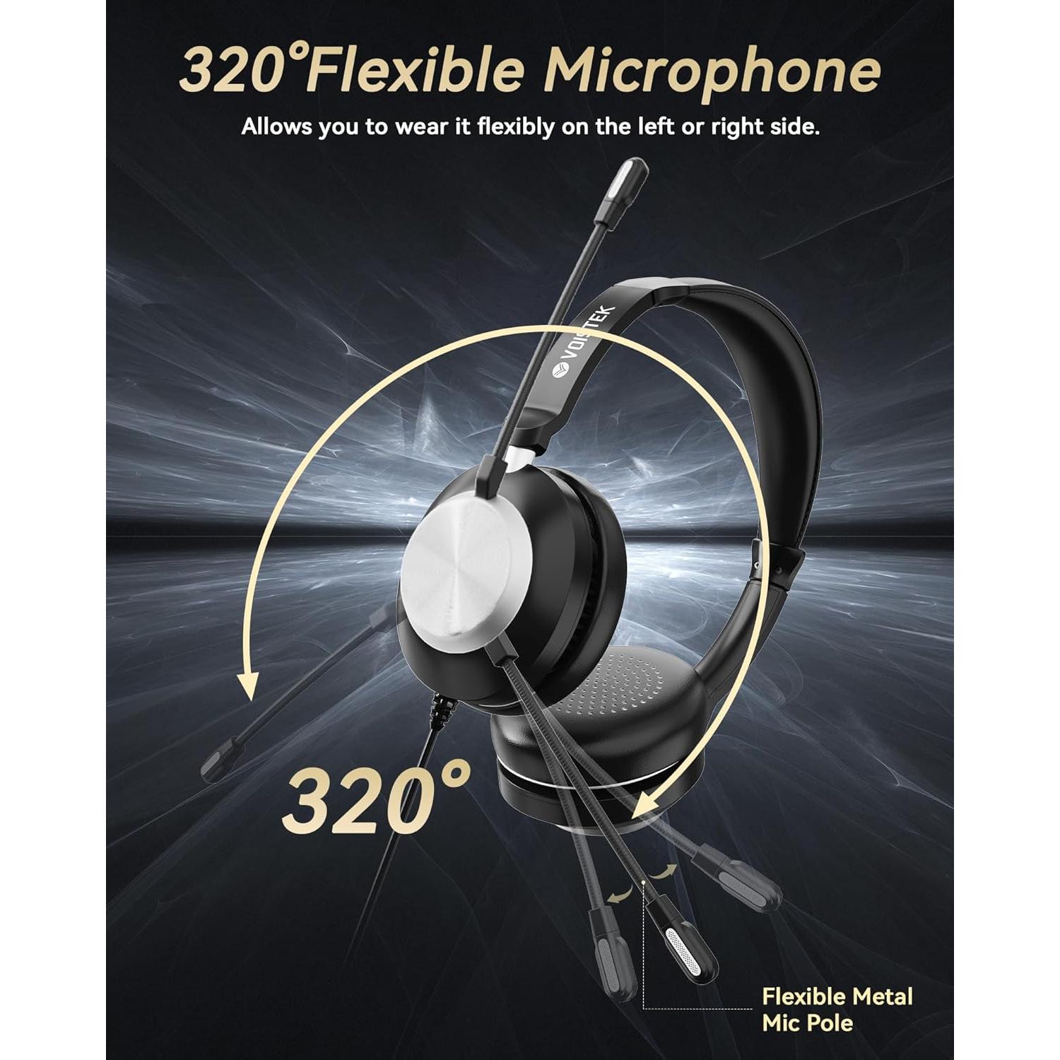 Auriculares Voistek USB con micrófono y cancelación de ruido