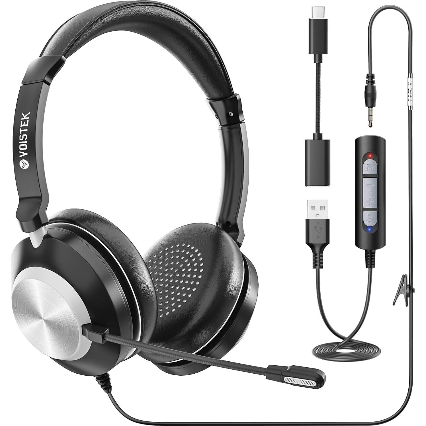 Auriculares Voistek USB con micrófono y cancelación de ruido