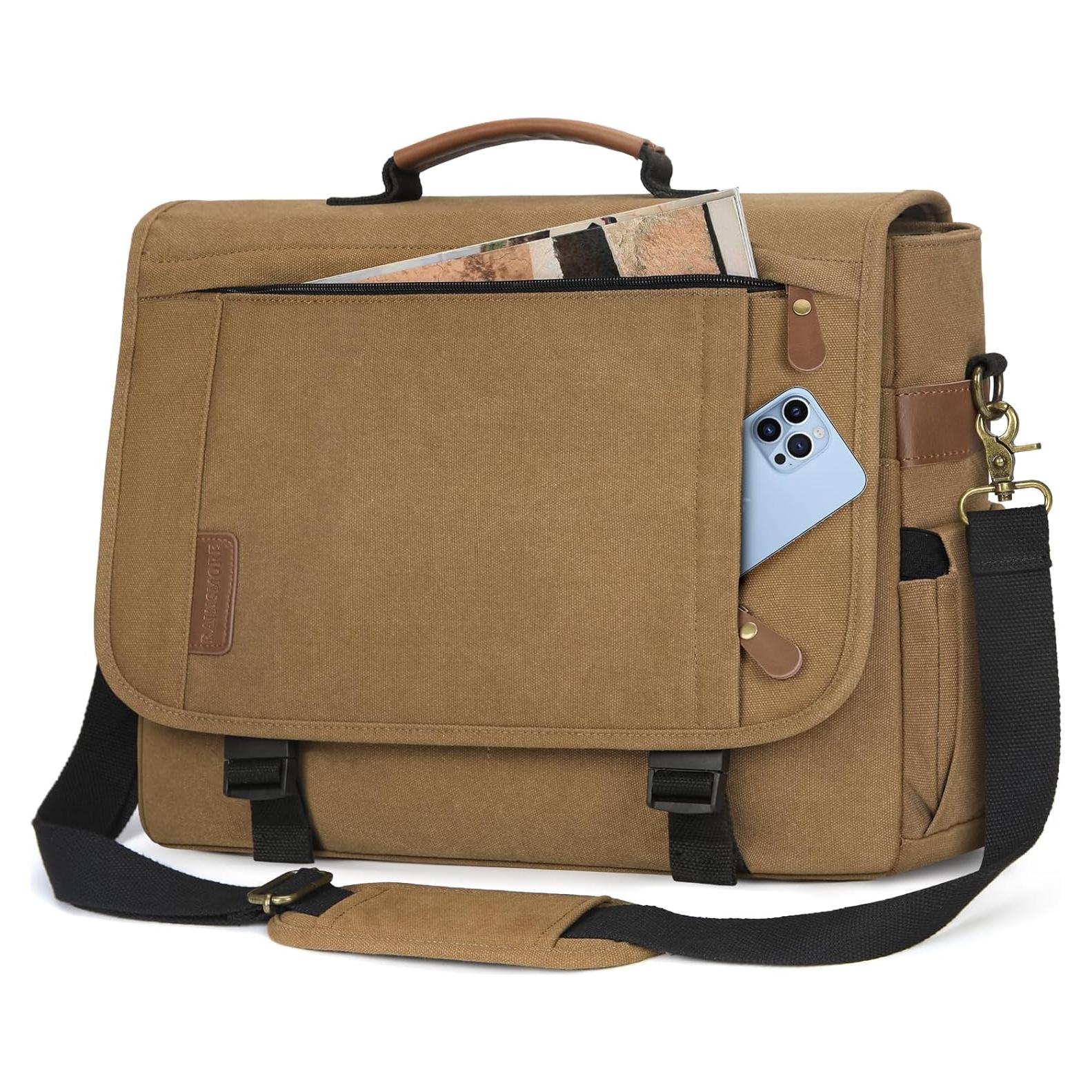 Bolsa Mensajera RAINSMORE Caqui para Laptop 17 Pulgadas Impermeable