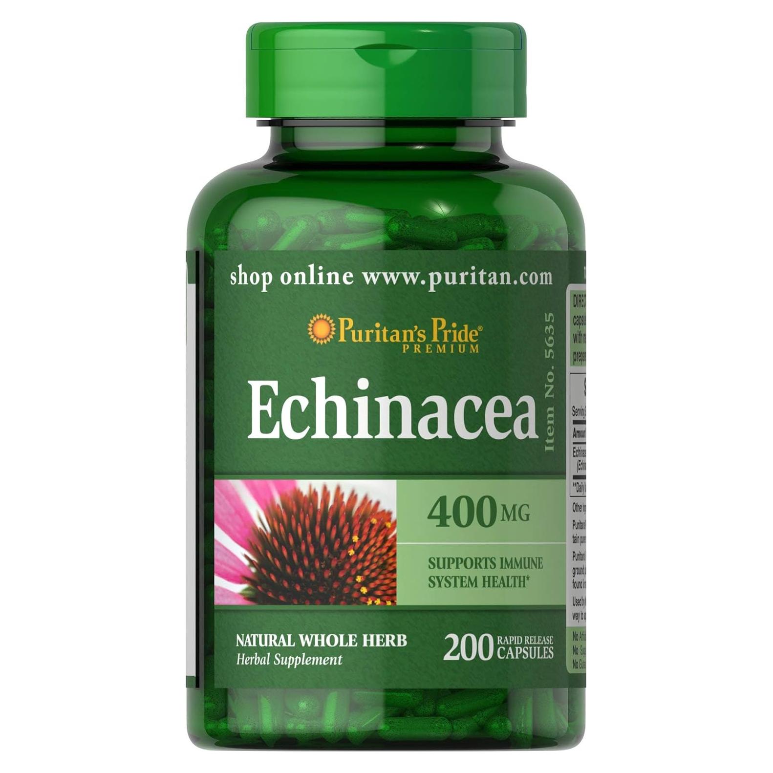 Suplemento Herbal Equinácea Puritan's Pride 400mg 200 Cápsulas