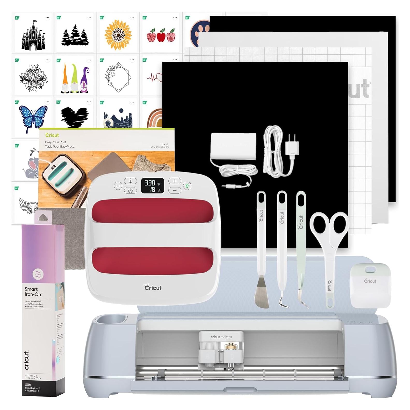 Cricut Maker 3 Paquete Completo con Prensa EasyPress 2 y Vinilo