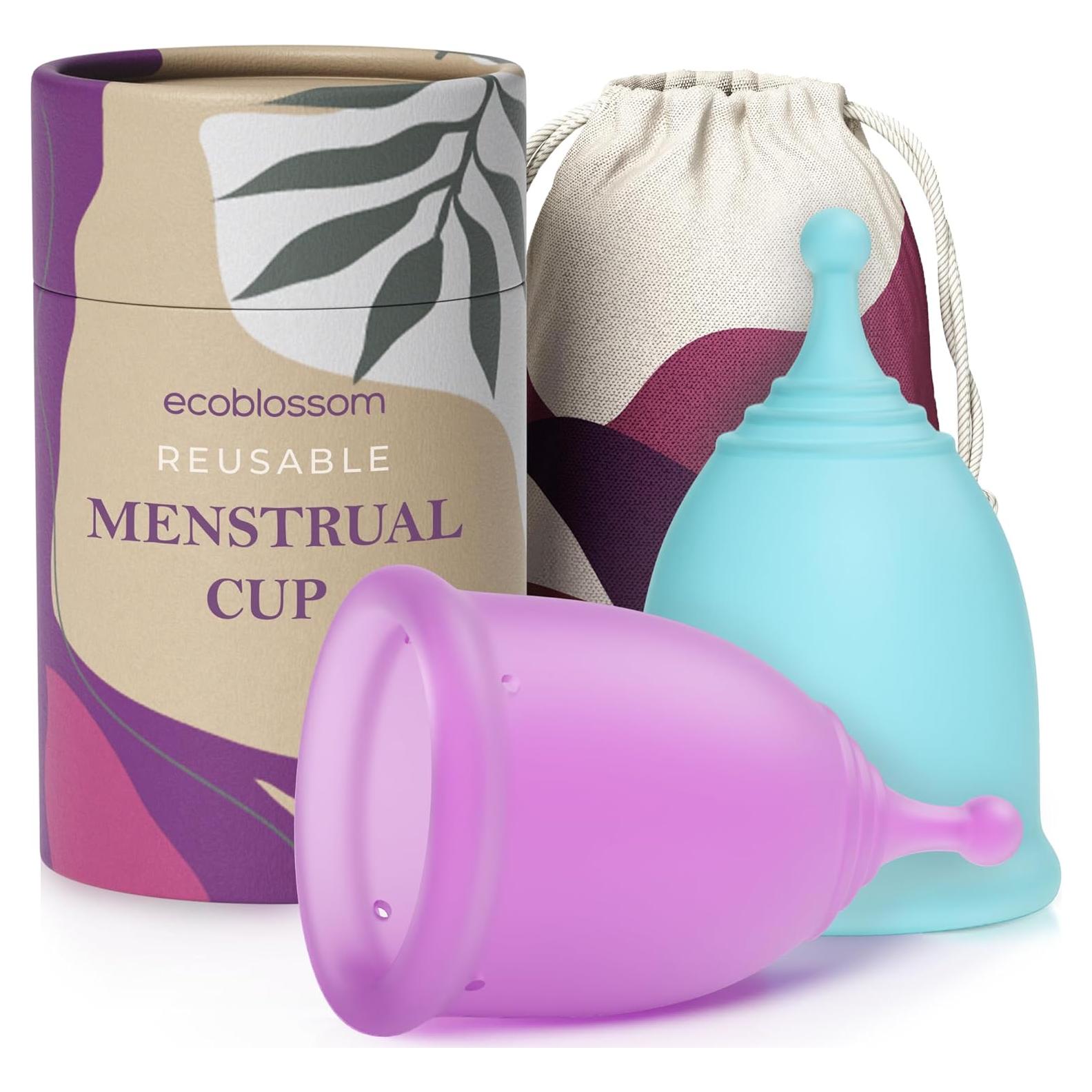 Juego de Copas Menstruales Reutilizables EcoBlossom - 1 Cuenta (Pequeña y Grande)