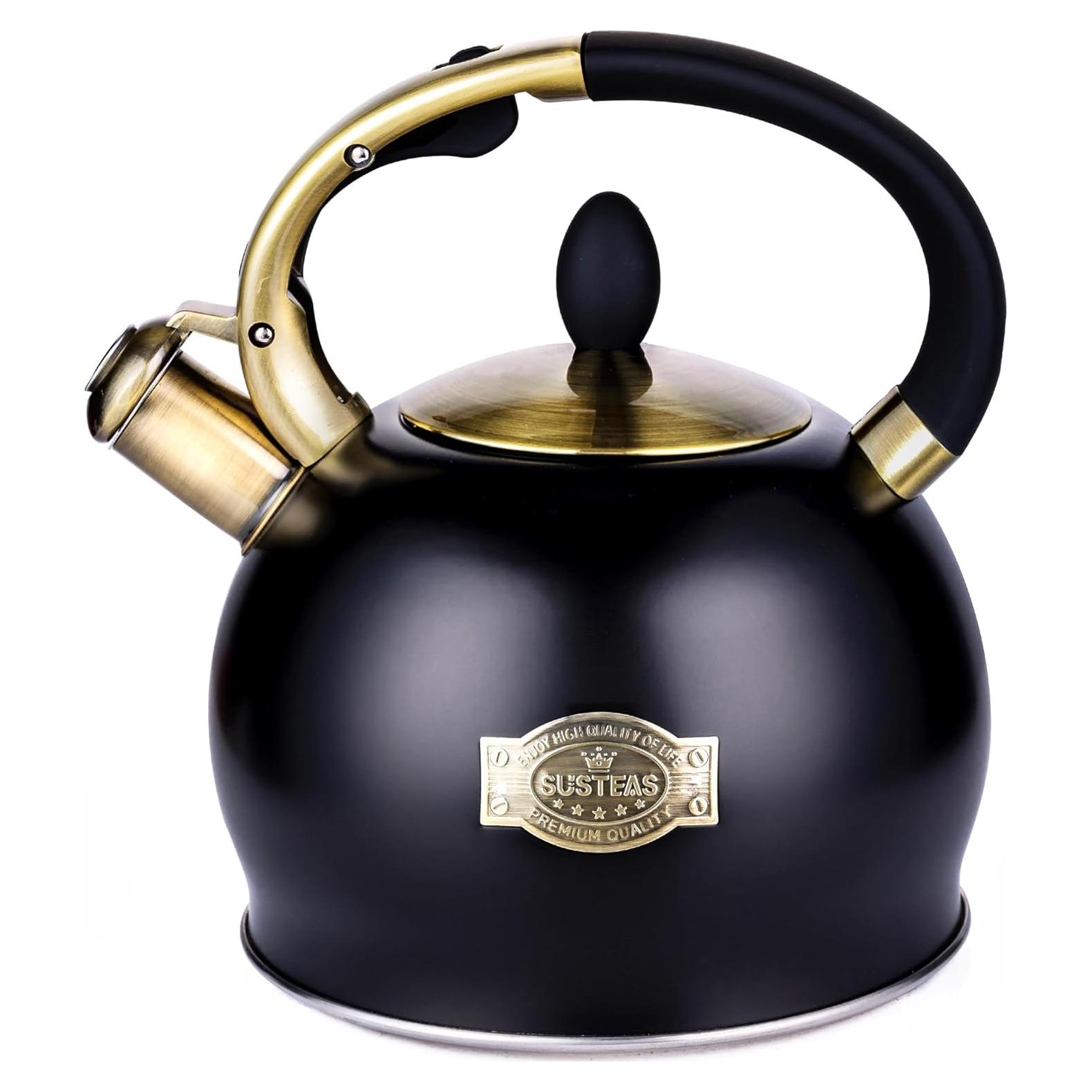 Tetera Silbante SUSTEAS de Acero Inoxidable 2.5L con Mitón