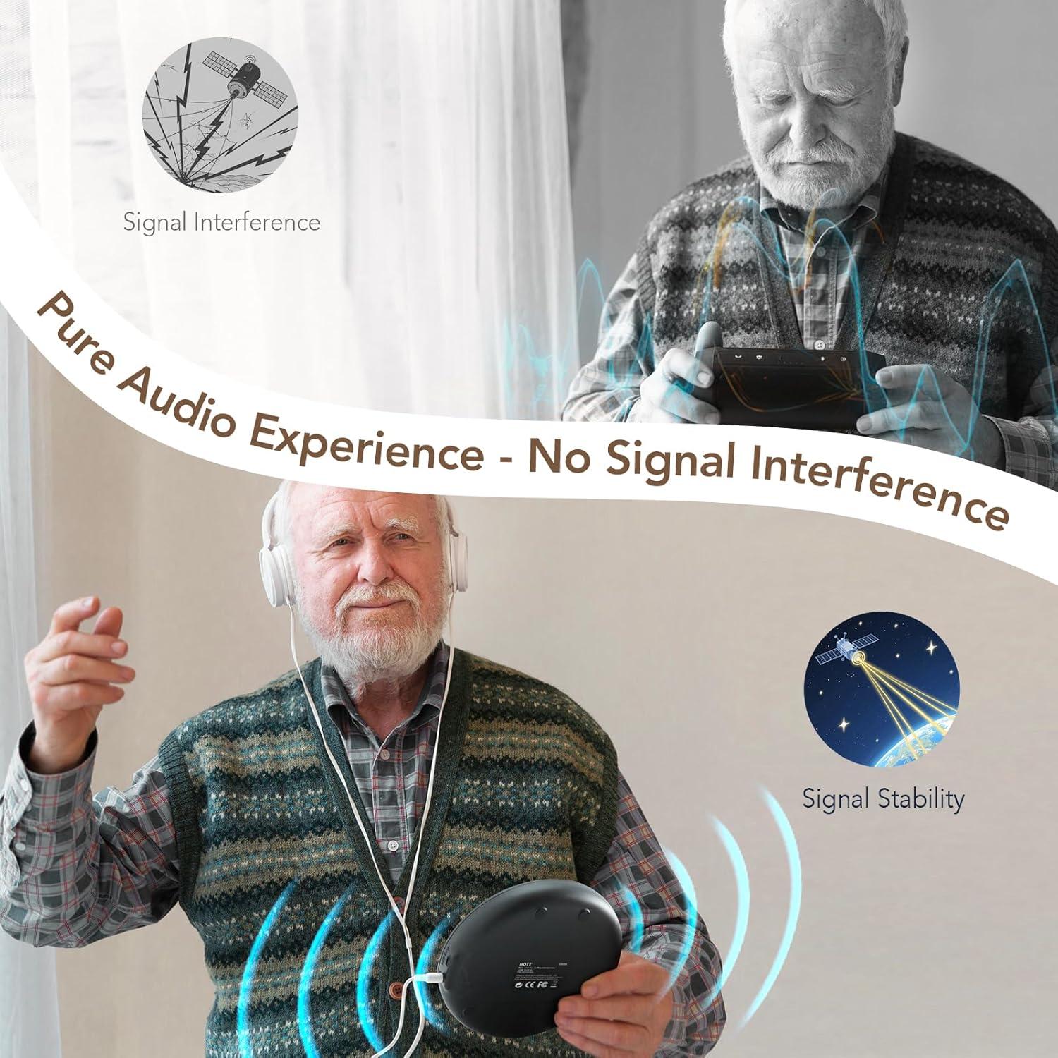 Reproductor de CD Portátil HOTT CD204 con Auriculares y AUX