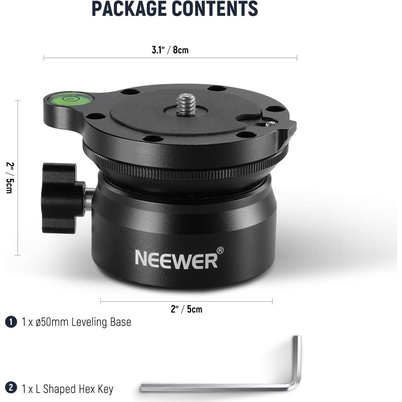 Base de Nivelación de Trípode NEEWER 50mm con Burbuja