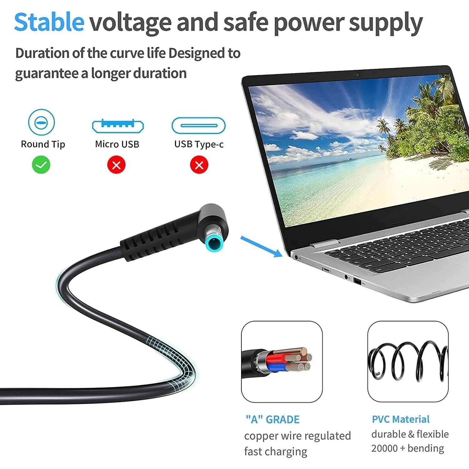 Cargador 45W ROLADA para Laptop HP - Punta Azul 4.5x3.0mm