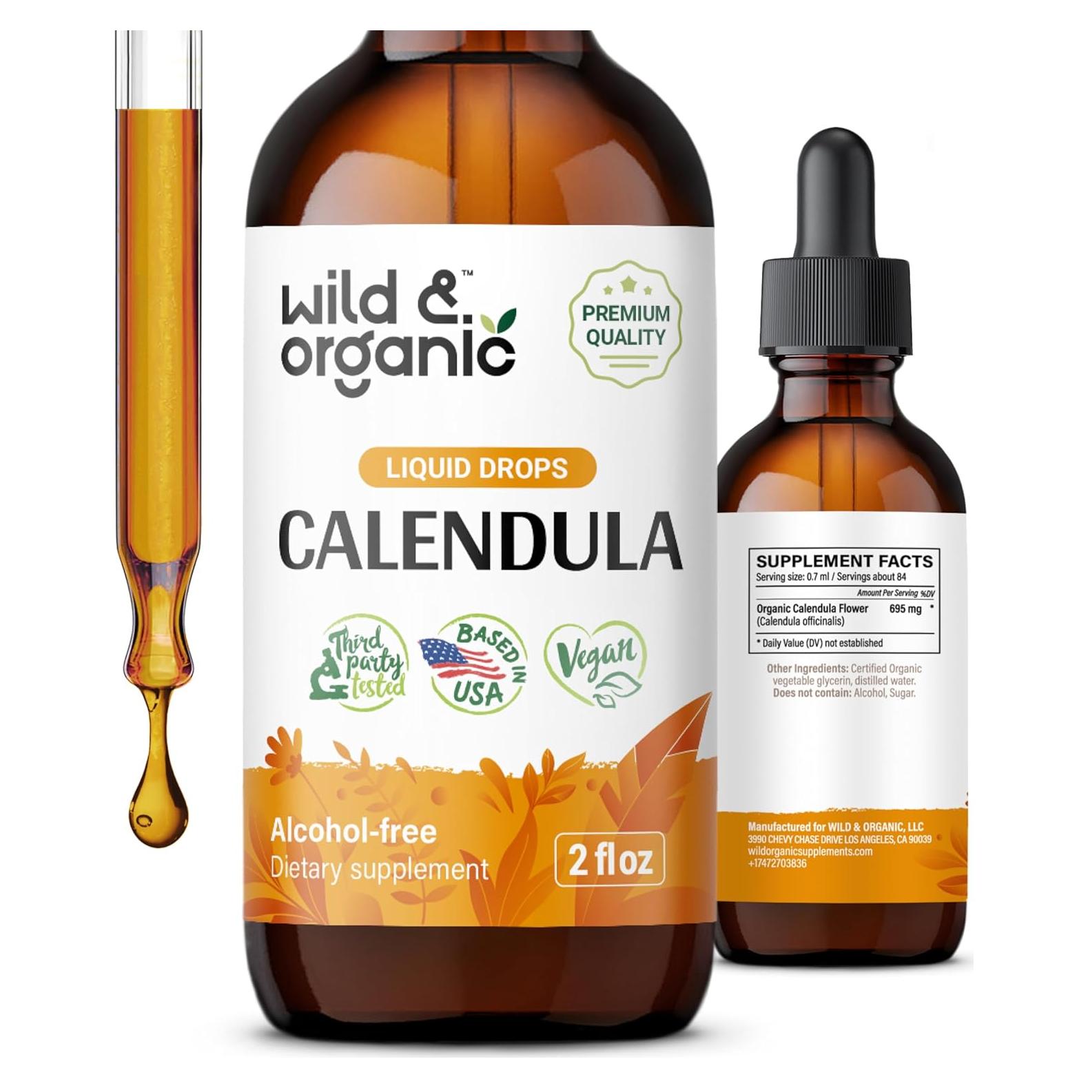 Tintura de Caléndula Silvestre Orgánica 59 ml - Sin Alcohol