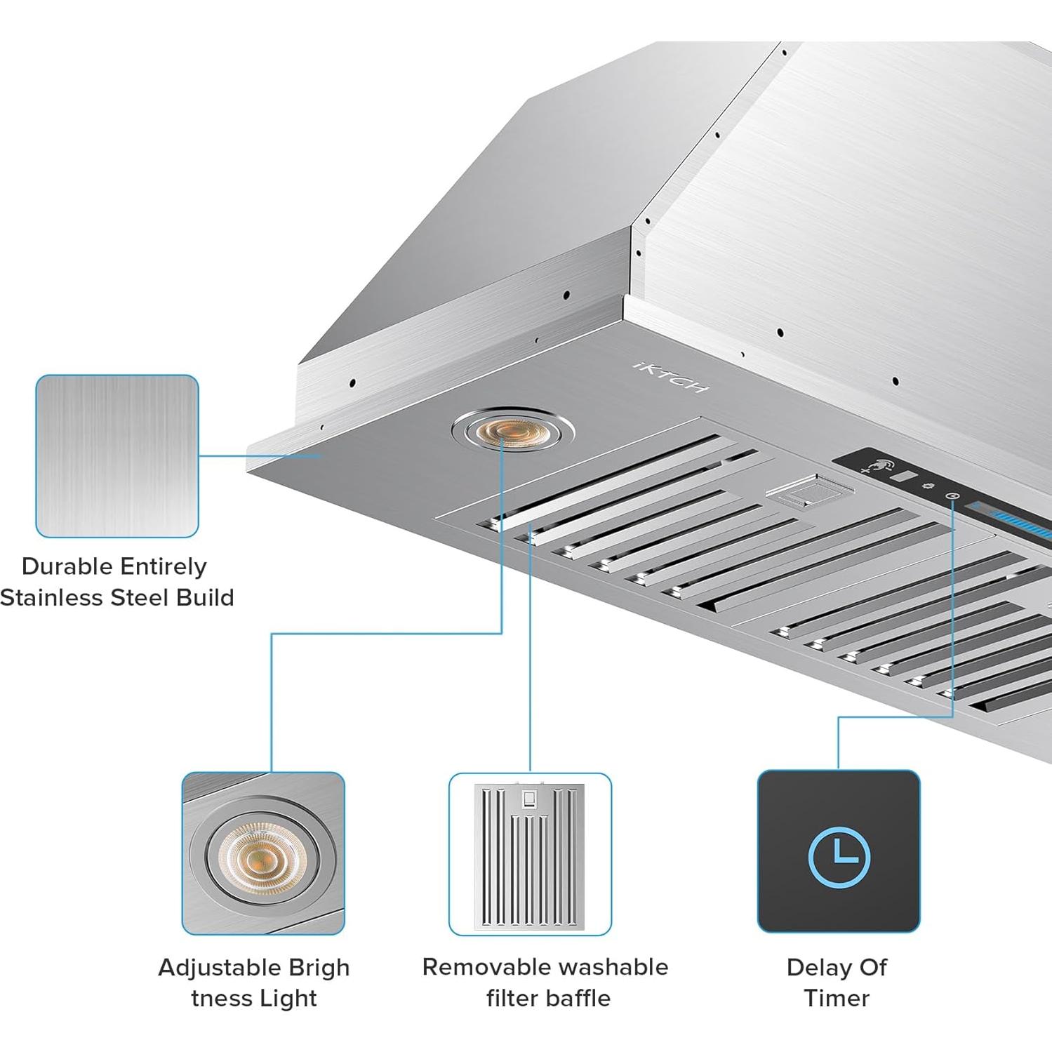 Campana de Cocina IKTCH 30" Acero Inoxidable 390 CFM