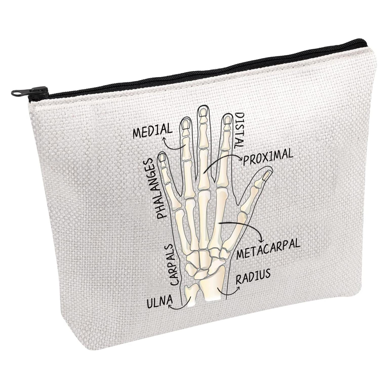 Bolsa de Maquillaje Cosmético PWHAOO Anatomía de la Mano 23x17cm