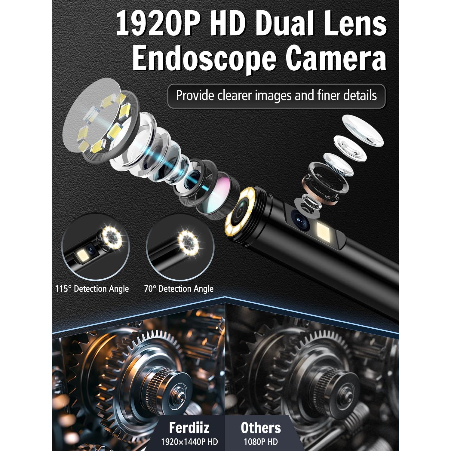 Cámara Endoscópica Doble Lente Ferdiiz 1920P HD 5m IP67