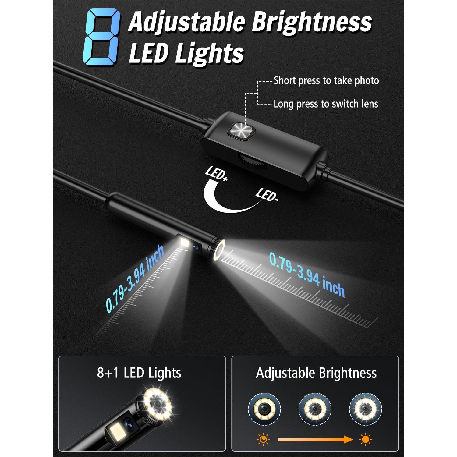 Cámara Endoscópica Doble Lente Ferdiiz 1920P HD 5m IP67