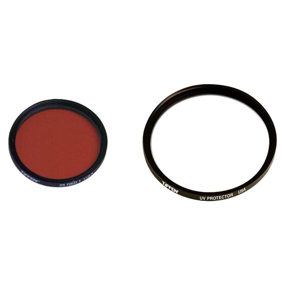 Filtros Tiffen 40.5mm: Rojo 25 y UV Protección Transparente